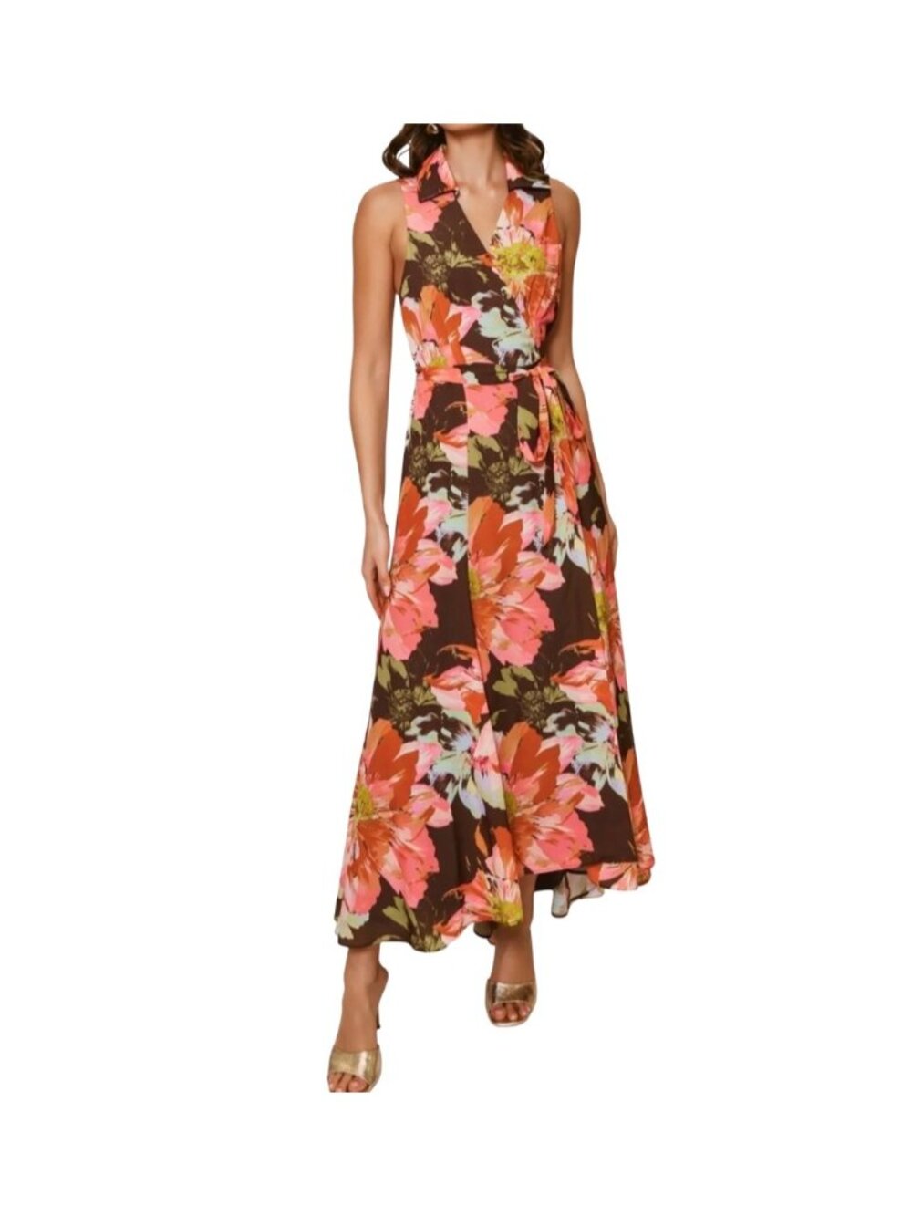 Hutch Anthropologie Velva Sleeveless Collared Wrap Midi Dress Size S